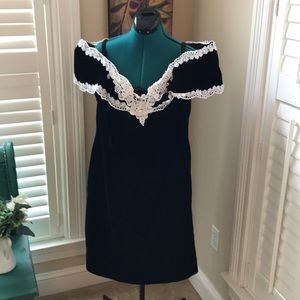 Off the shoulder faux velvet dress